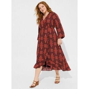 Torrid Crinkle Gauze Ruffle Surplice Dress Medallion Pattern Dress Women Size 12